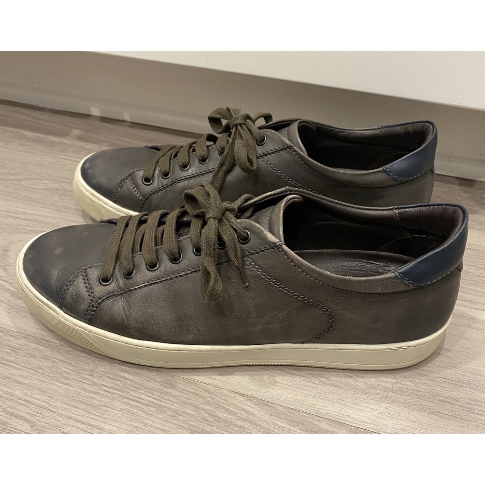 Bruno Magli Diego Sneakers Men's 11M Black Leather Round Toe Low Top White Sole